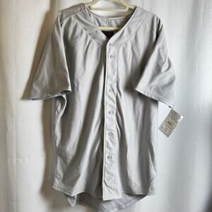 NWT All-Star Jersey BSJ1A Adult XL Grey Warp Knit Full Button Team Apparel